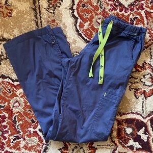 Women’s Couture Scrubs. Size XS. Blue with Green Drawstring